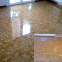 Συντήρηση και μερική αποκατάσταση ξύλινου πατώματος στο Ρέντη. 